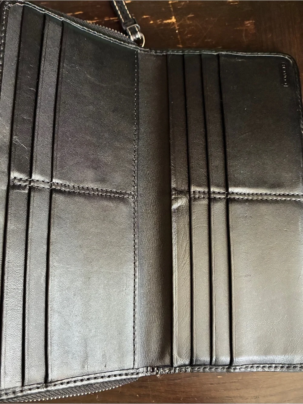 Coach Black and Cream Signature Snap Wallet